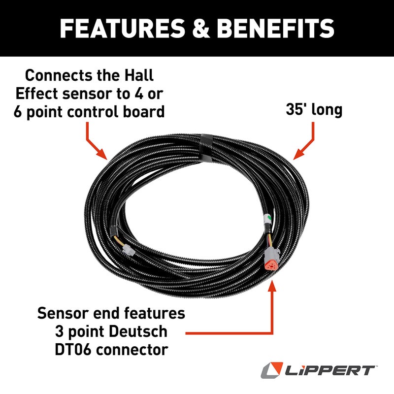 Lippert Components Lippert Hall Effects RV Level System Brain-to-Remote Sensor Harness, 35' Long Wiring Connection Cable, 3-Point Deutsch DT06 Connector, Fits 4- or 6-Point Control Board - 243688 - Image 3